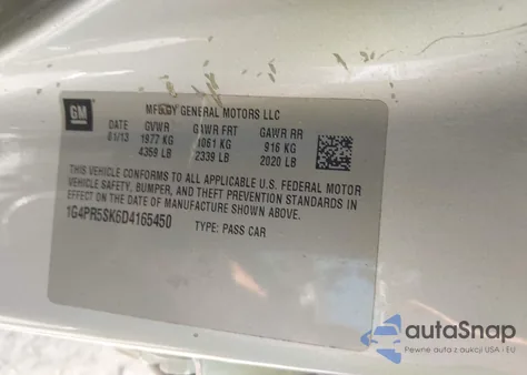 2013 Buick Verano Convenience Group from USA, damaged, VIN 1G4PR5SK6D4165450
